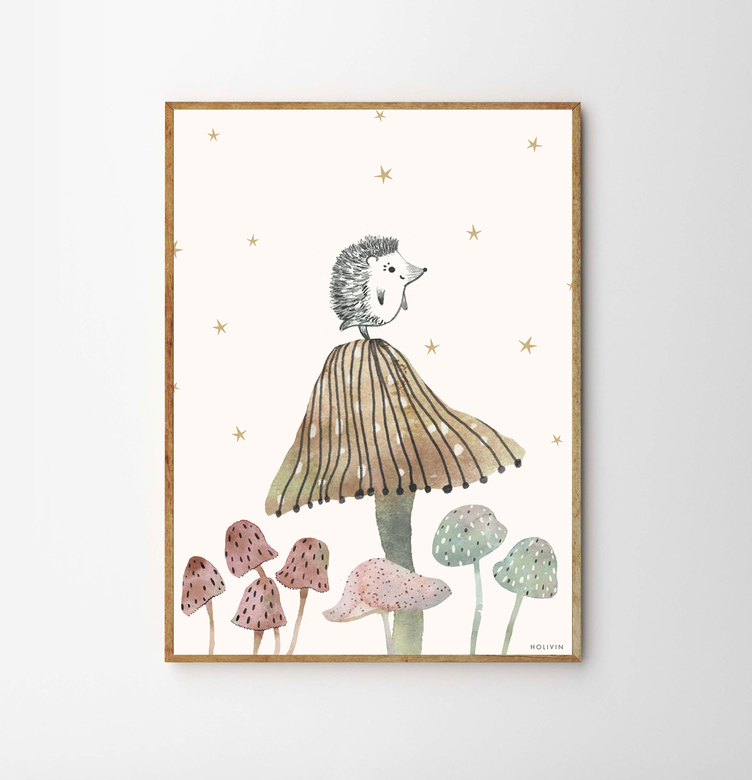 Mushroom Hedgehog Children’s Poster