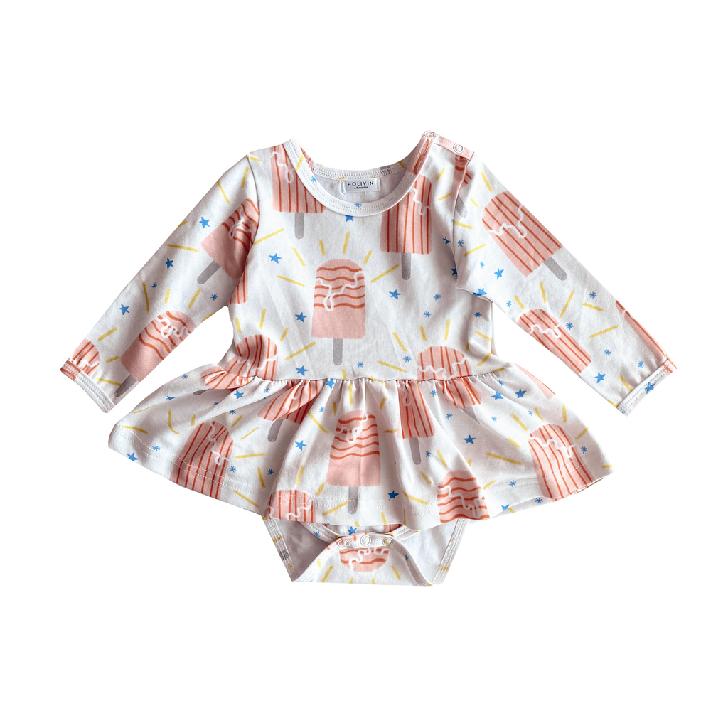 Ice Cream Long Sleeve Dress Bodysuit
