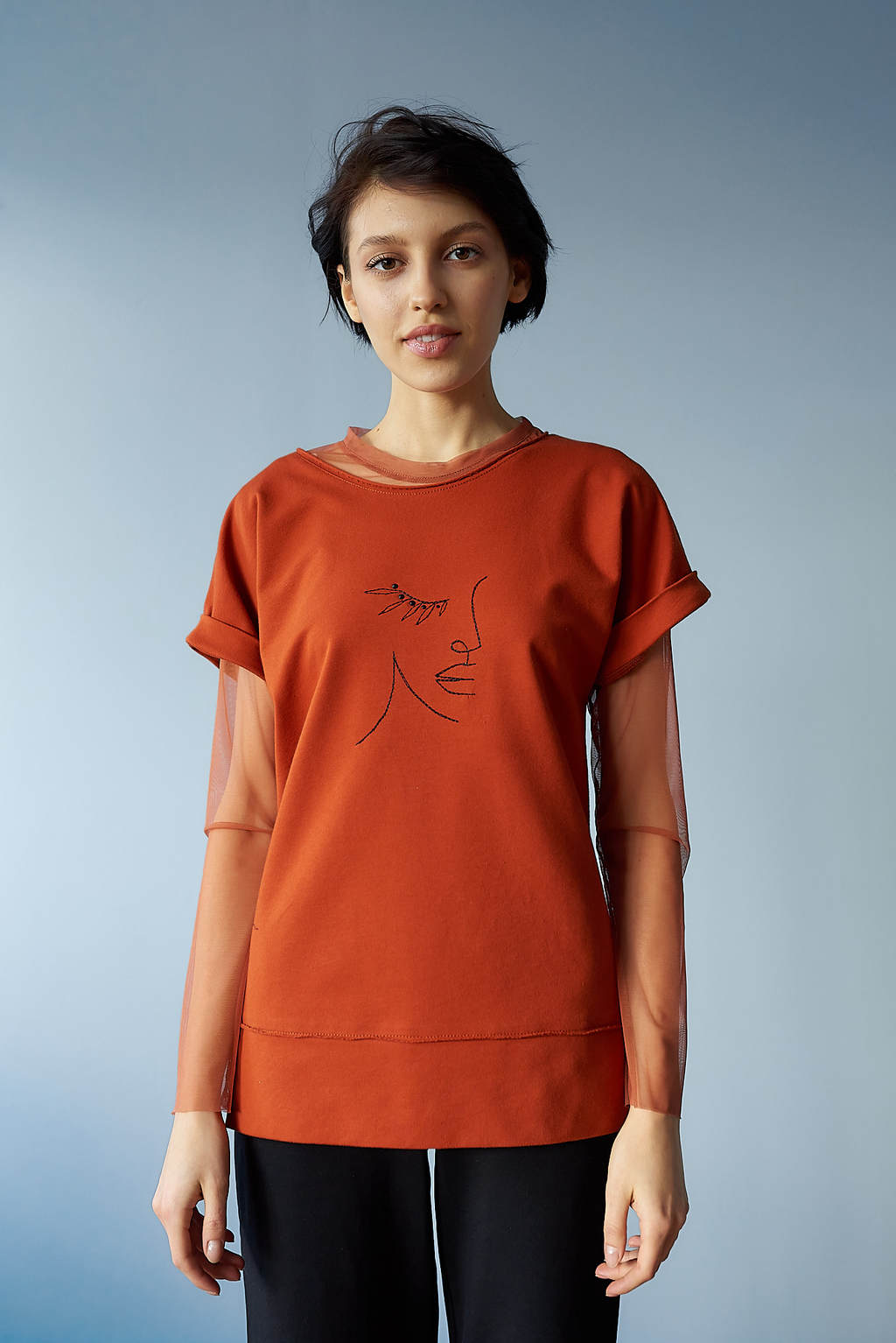 Жилет с манжетой терракотовый