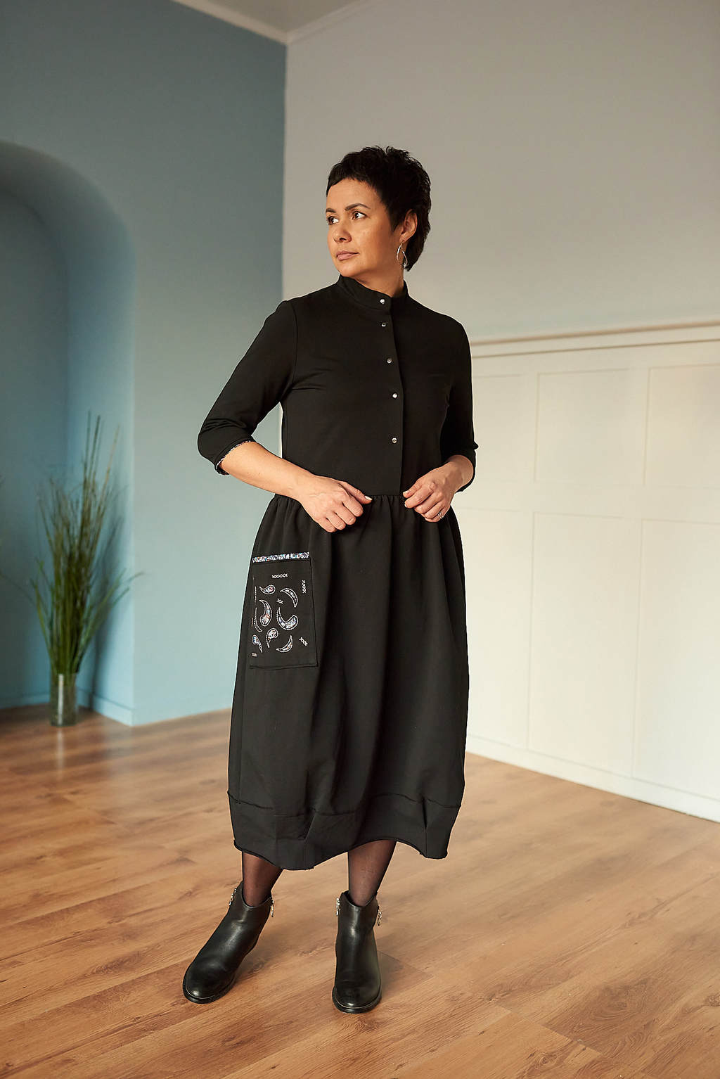 Платье бохо черное