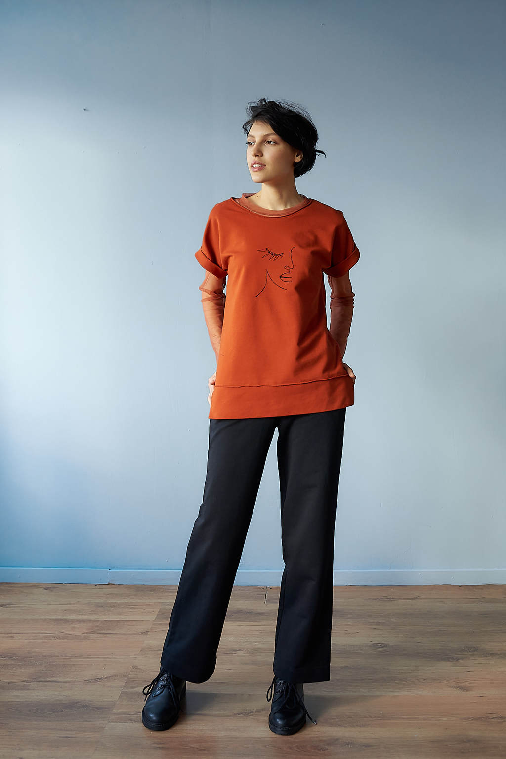 Брюки прямого кроя черные