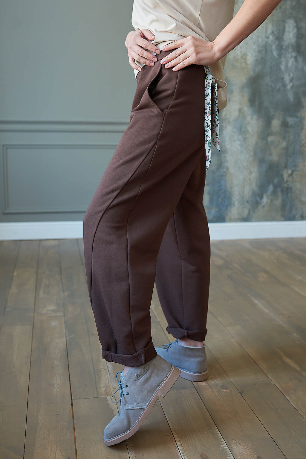 Брюки БОХО темный шоколод