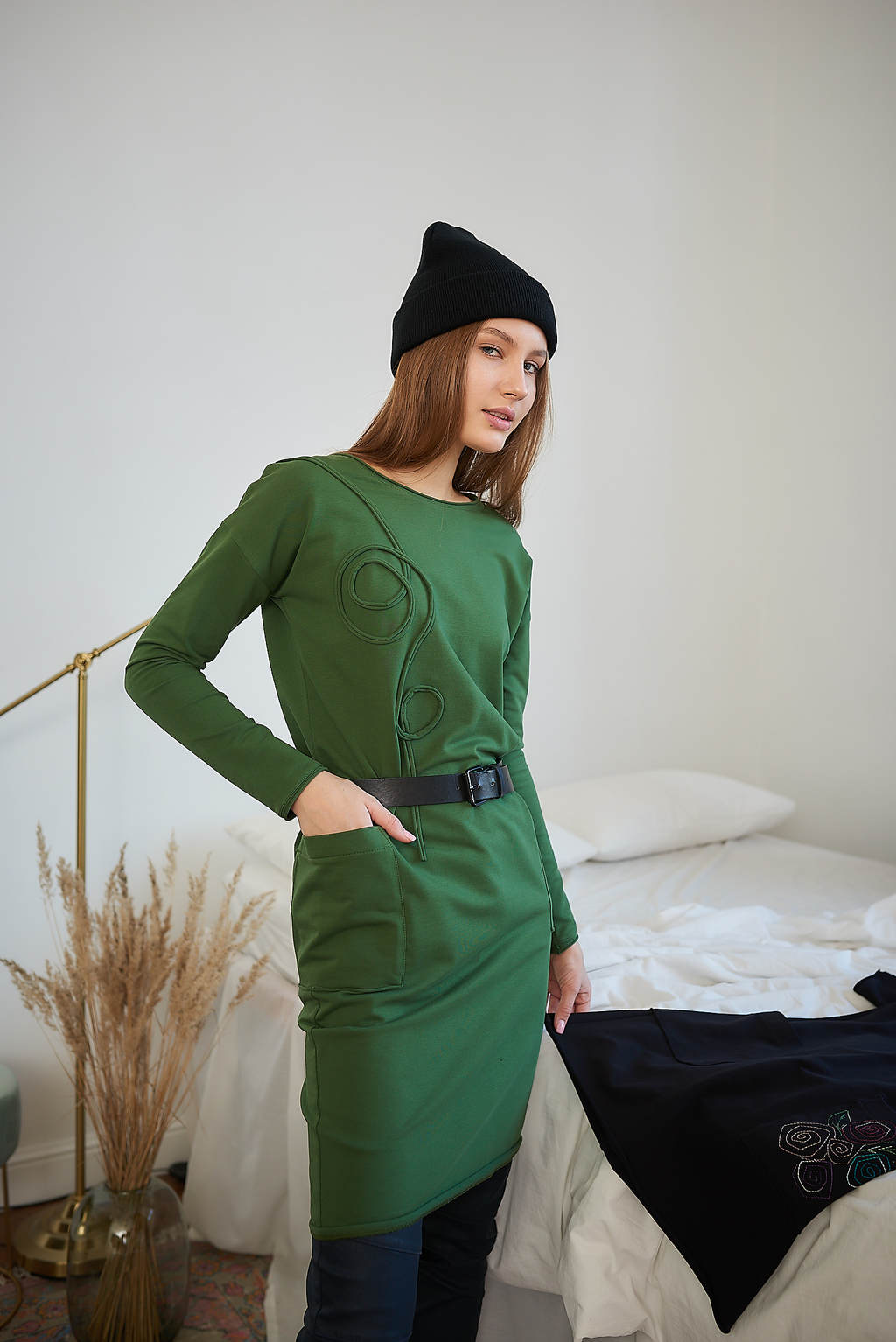 Платье с декором зеленое