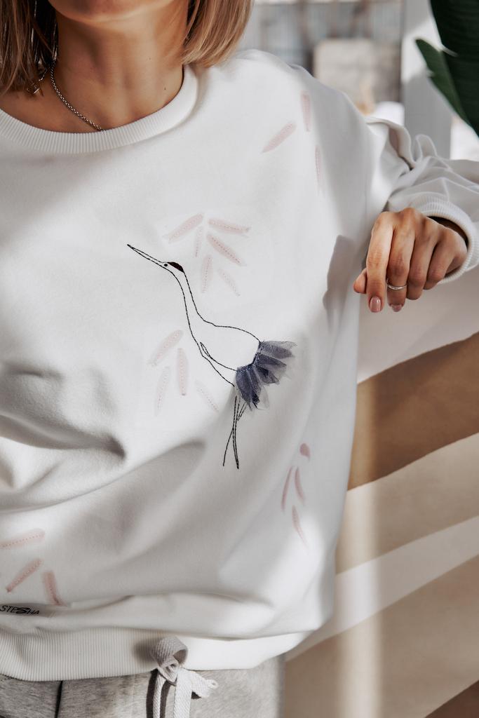 Лонгслив с журавлями