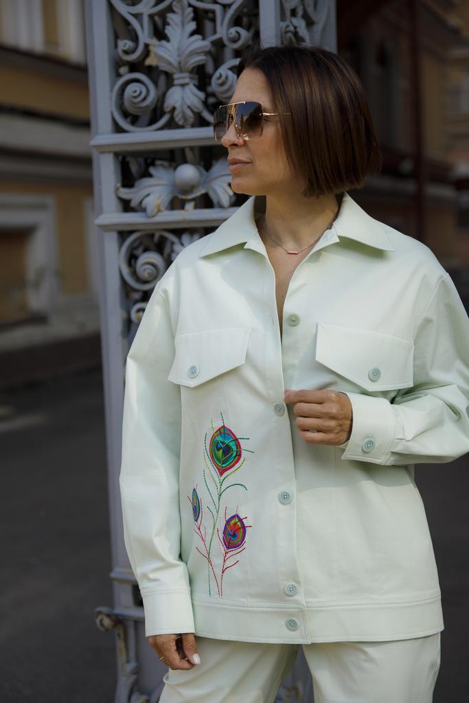 Жакет джинсовый удлинённый мятный