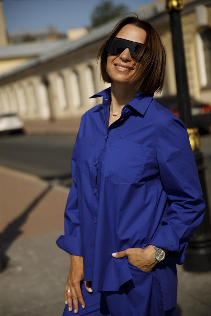 Рубашка с вышивкой синяя