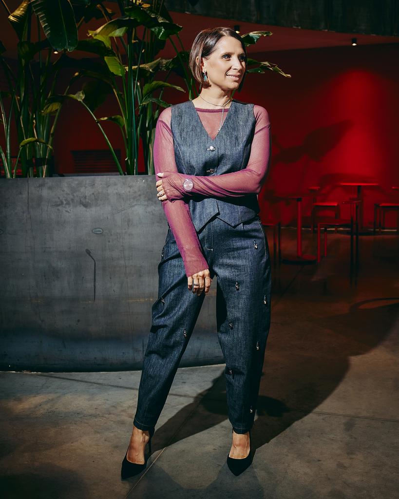 Джинсы с подвесками, синие