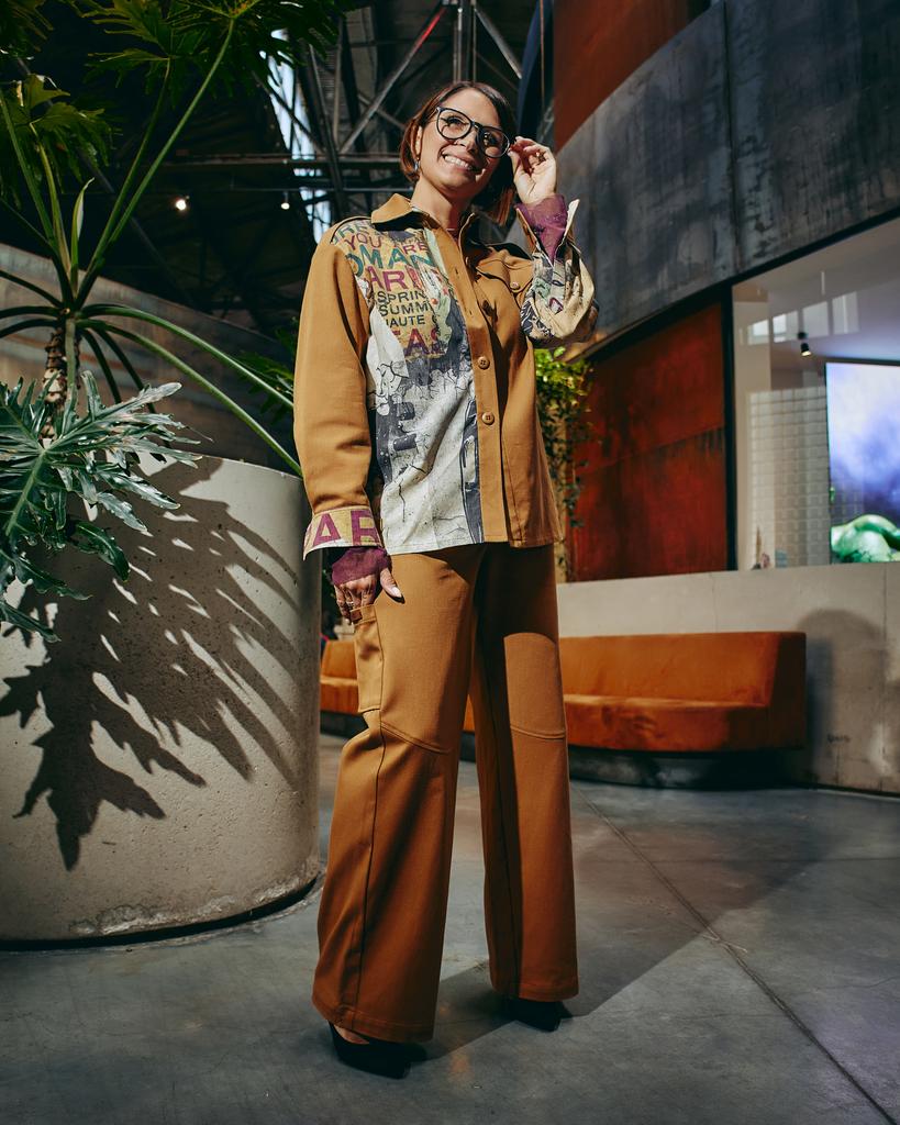 Рубашка с принтом, кэмел