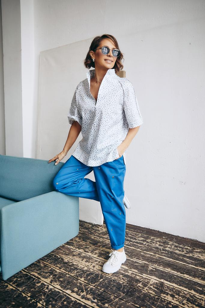 Брюки с люверсами, синие