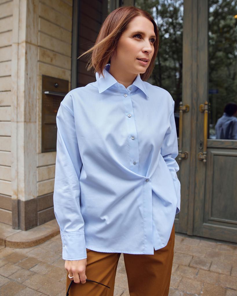 Рубашка с запахом, голубая