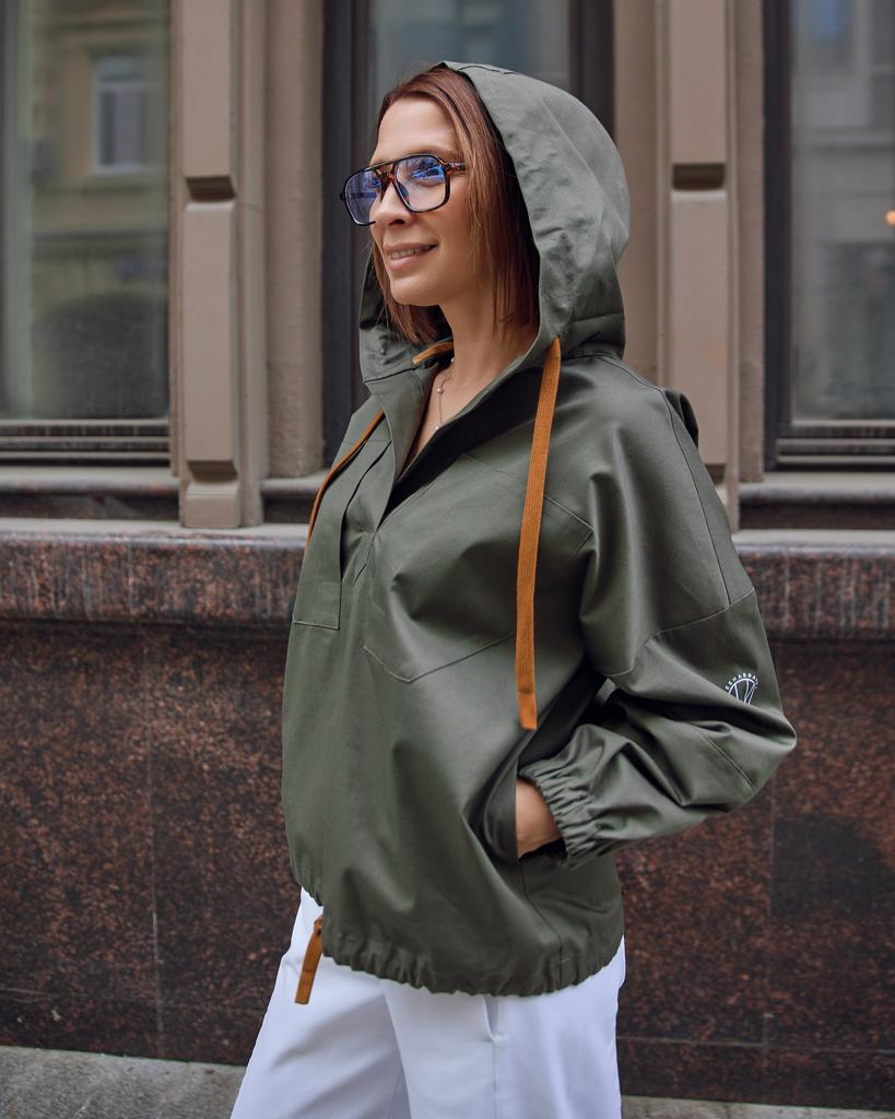 Анорак с капюшоном, зеленый