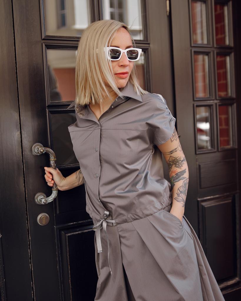 Блузон на кулисе,серый