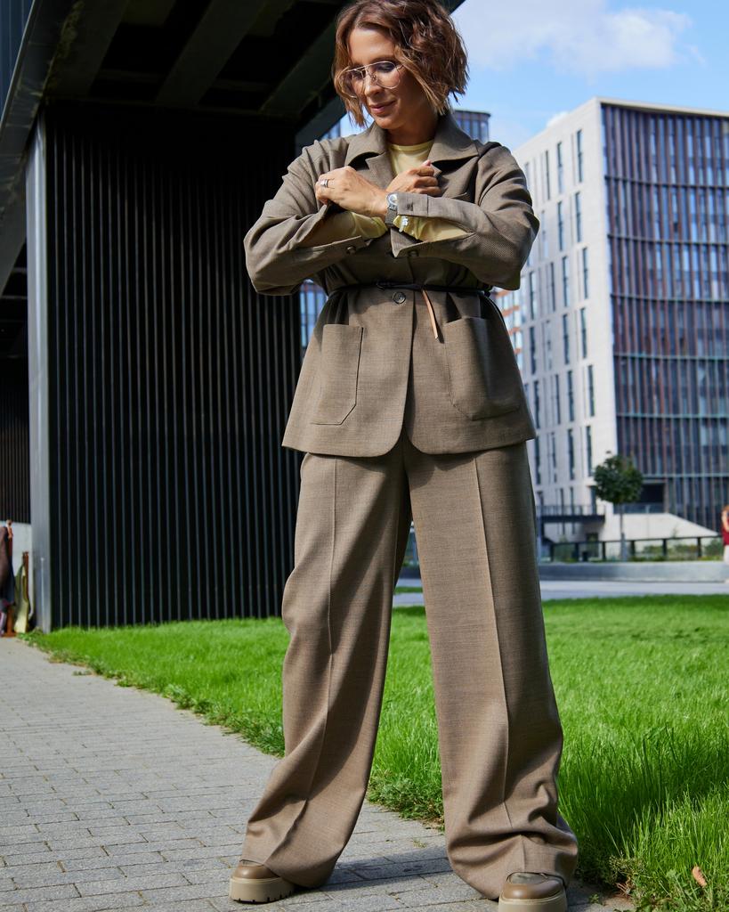 Брюки палаццо, коричневые