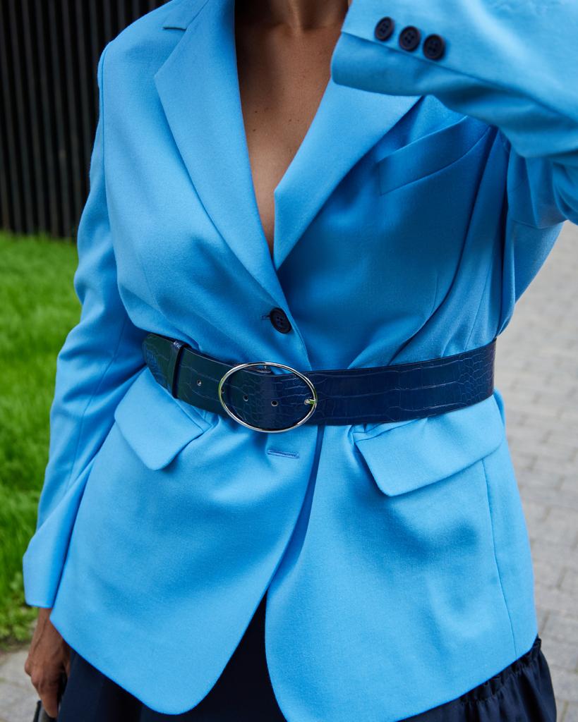 Жакет Овер с листьями на рукавах, голубой