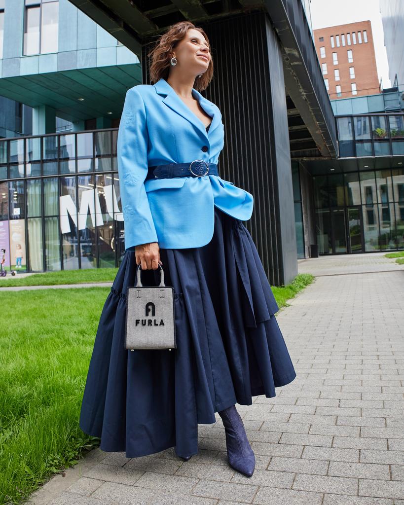 Юбка с оборками, синяя