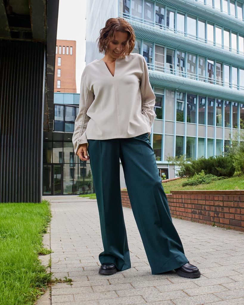 Блузка рукав со сборкой, серая