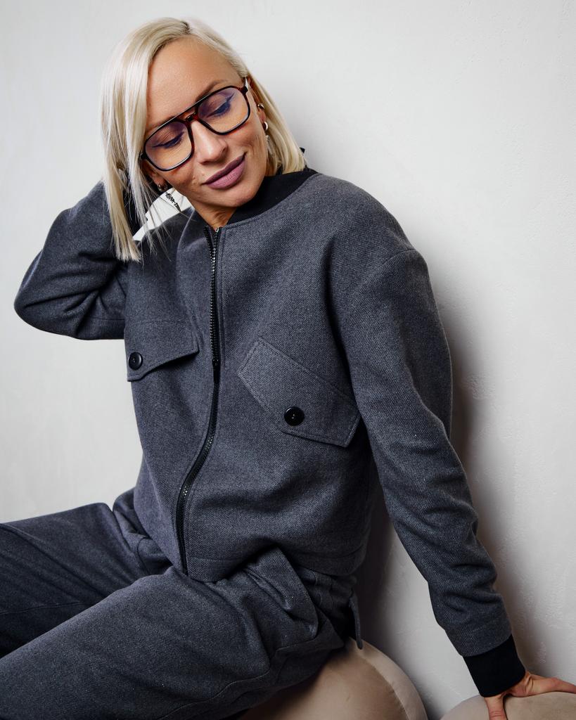 Жакет на молнии, серый