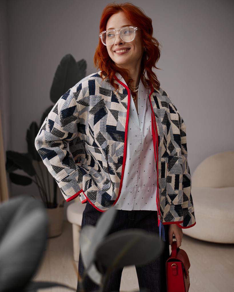 Жакет двухсторонний в стиле пэчворк, цветной