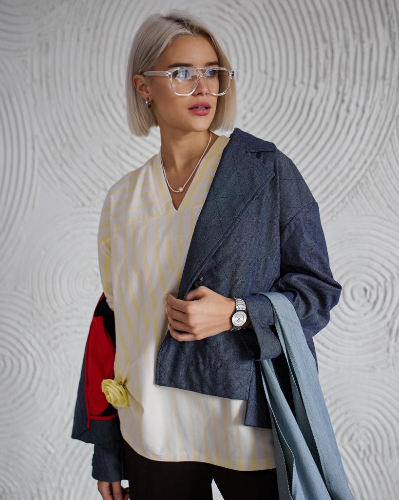 Косуха джинсовая стеганая, синяя