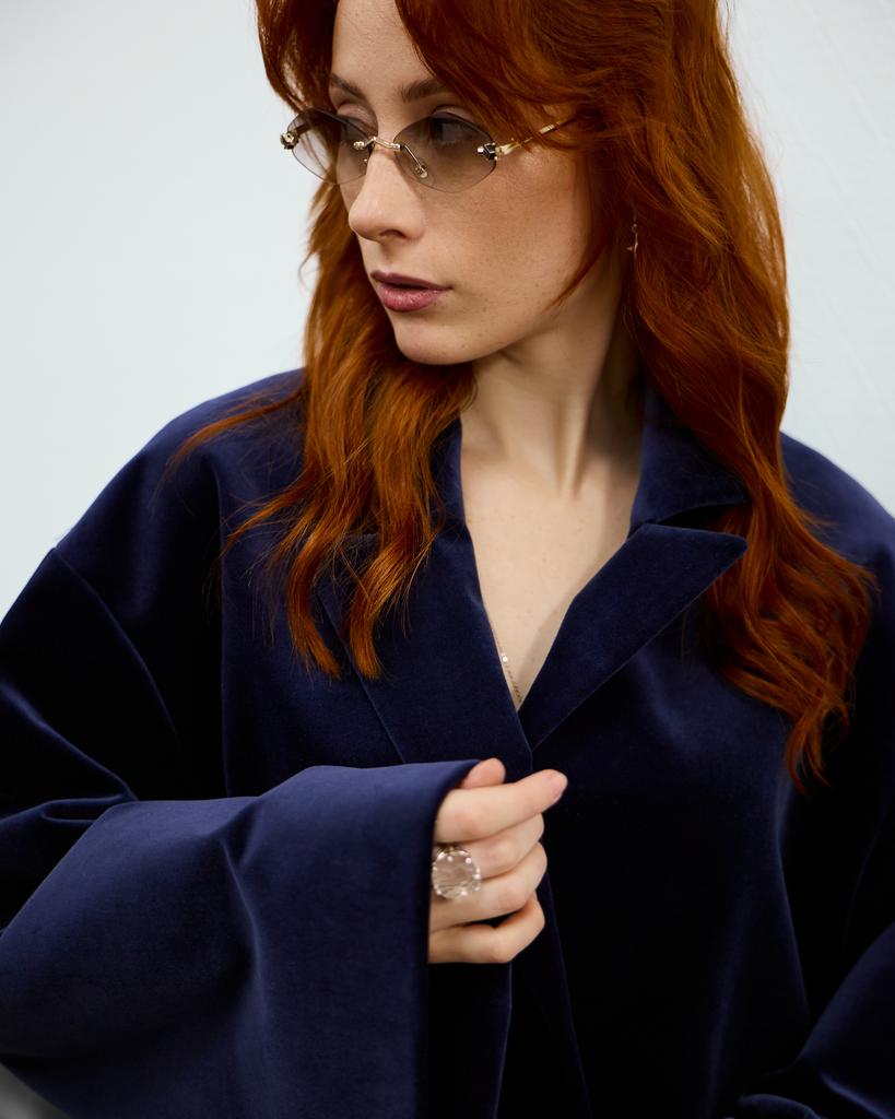 Жакет бархат, синий