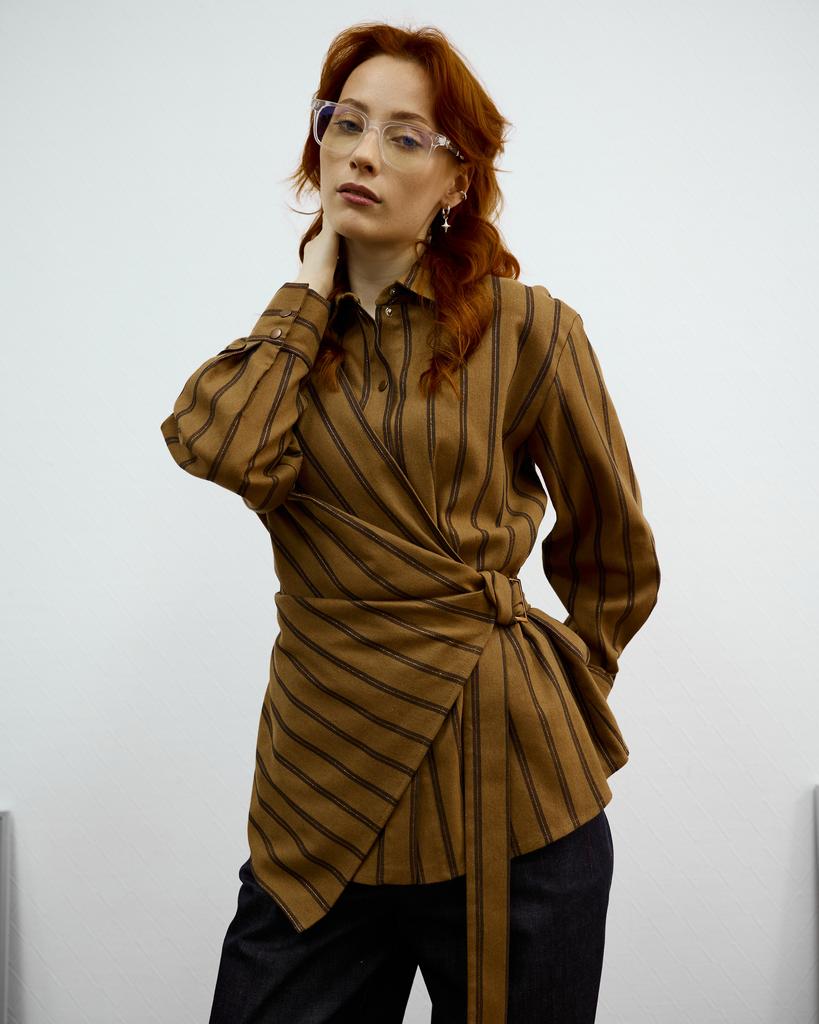 Жакет с запахом, коричневый