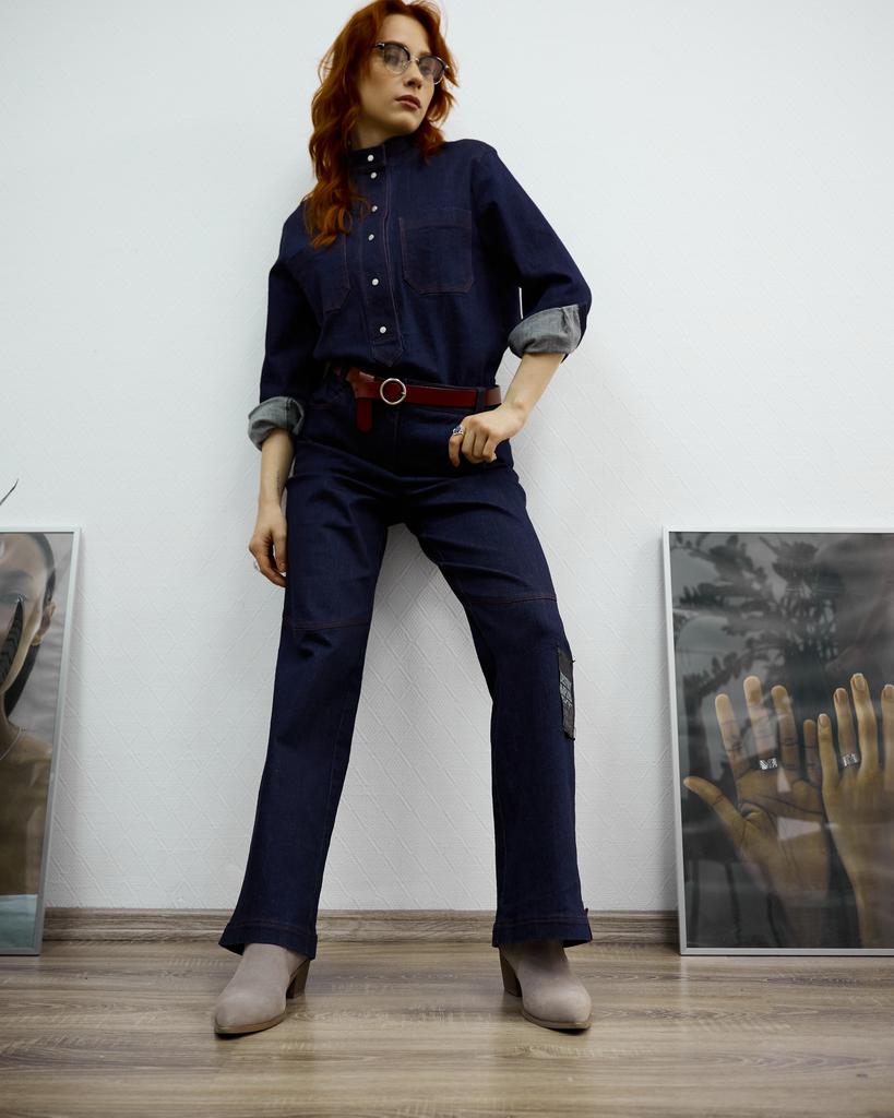 Брюки клеш, синие