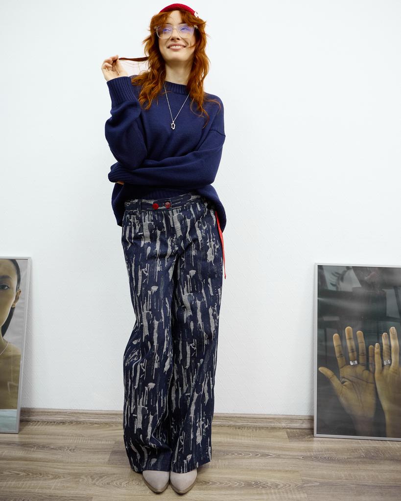 Джинсы багги, синие