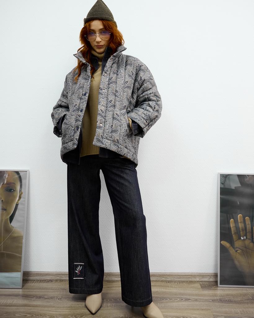 Куртка с принтом, серая