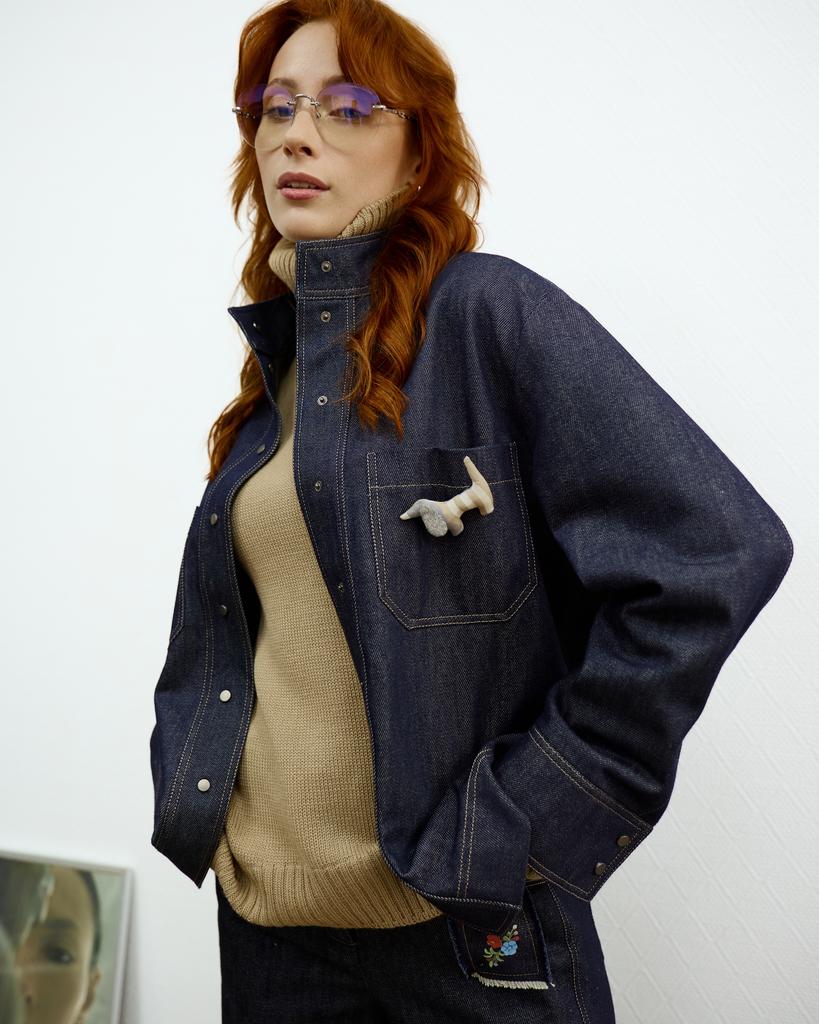 Рубашка джинсовая, синяя