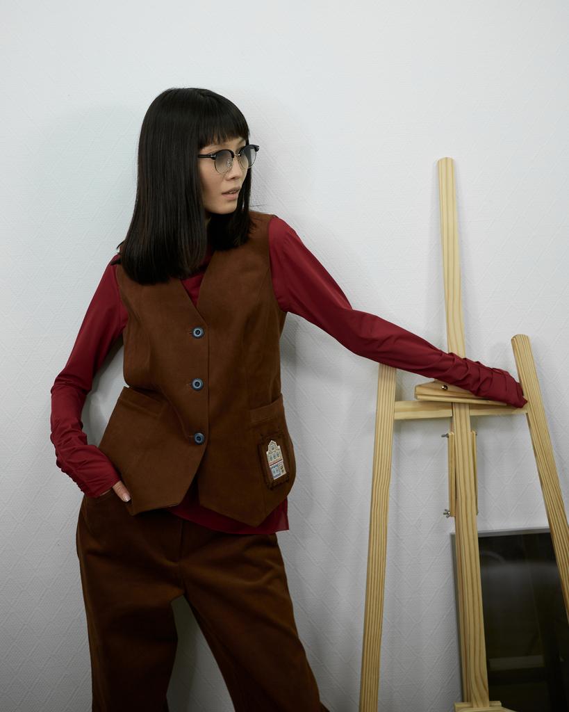 Жилет джинсовый двухсторонний, коричневый