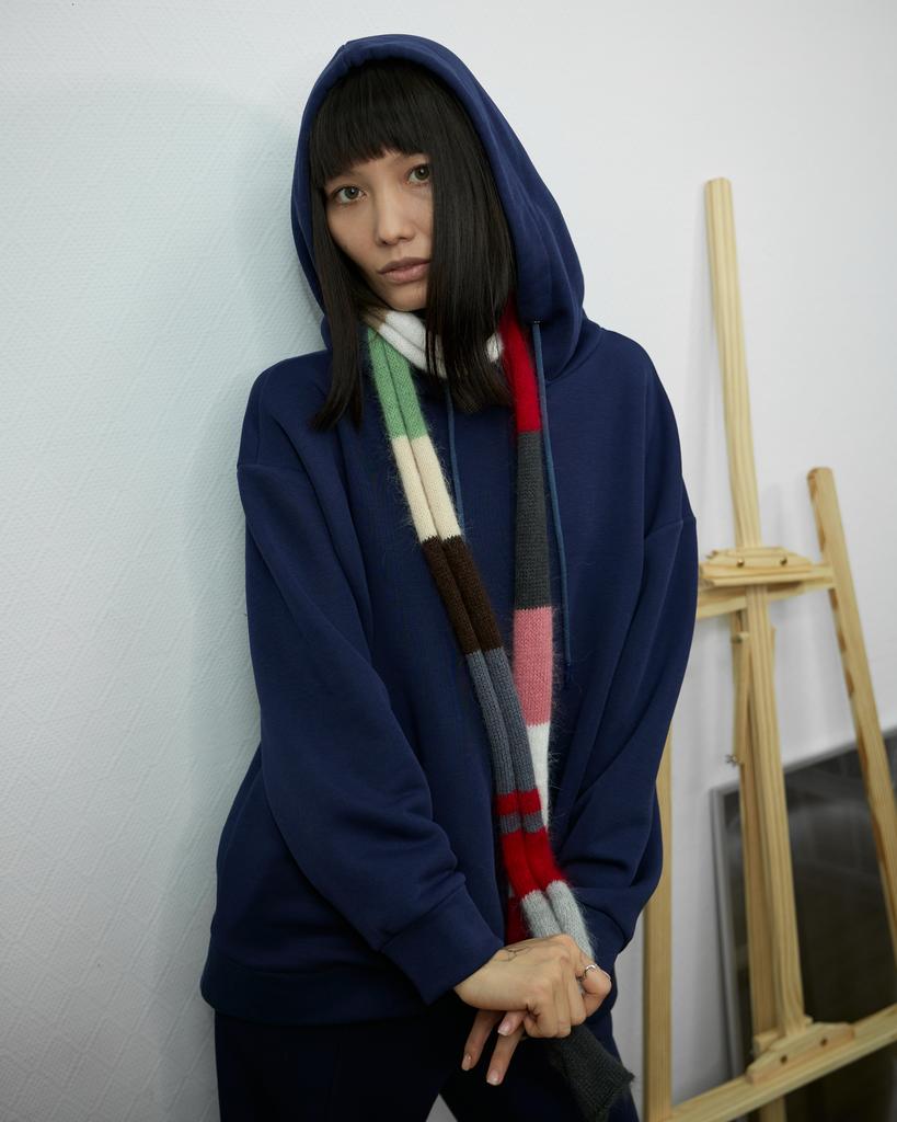 Худи с драпировкой, синяя