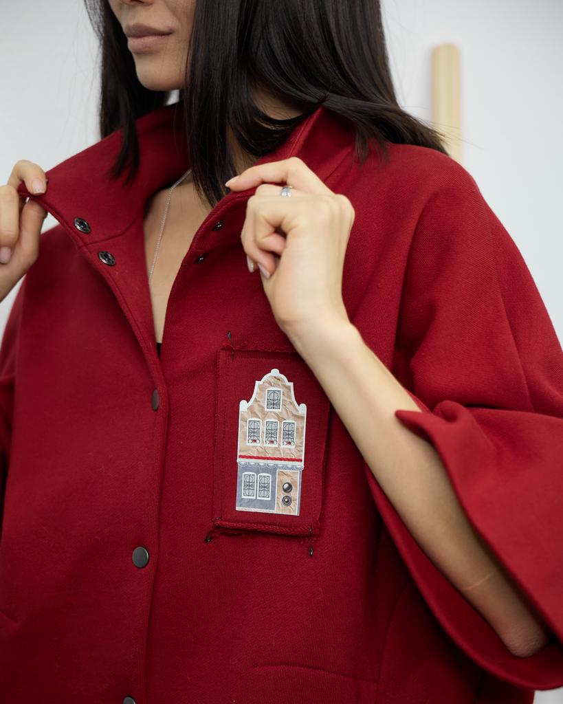 Жакет со стойкой, красный