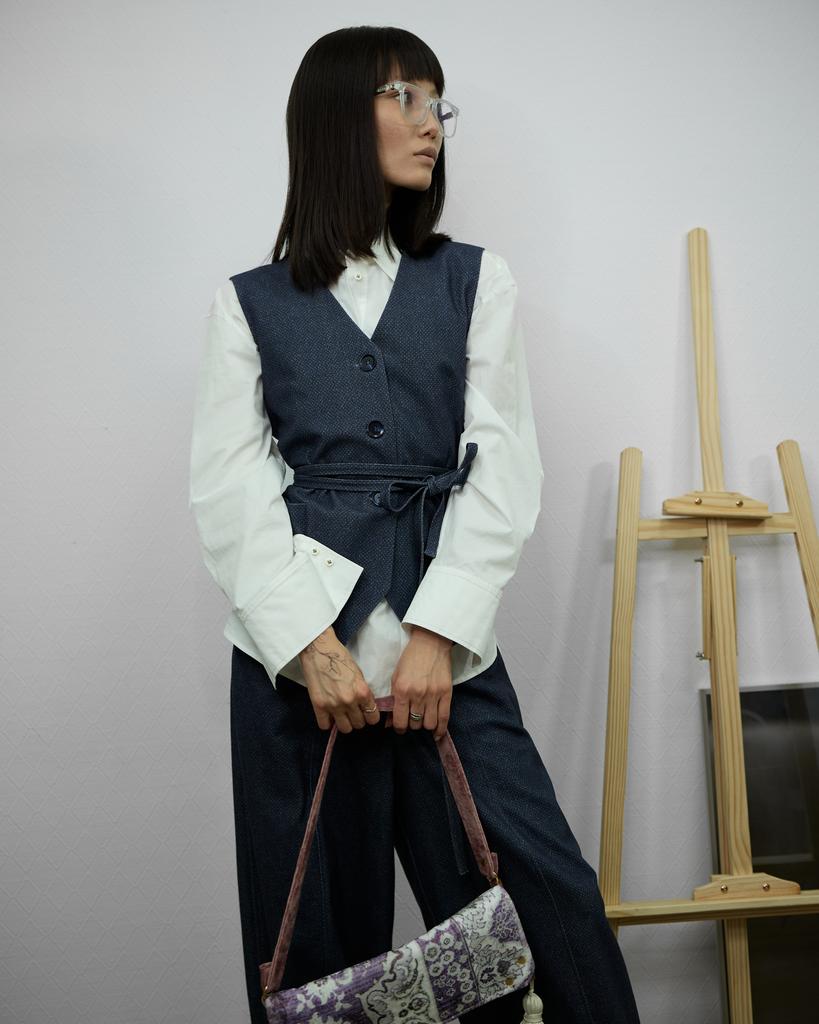 Жилет с поясом, синий