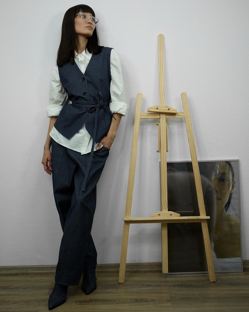 Жилет с поясом, синий