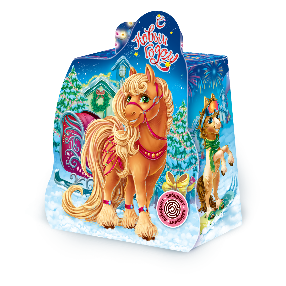 Новогодний подарок "Лошадка с подарками" 600гр