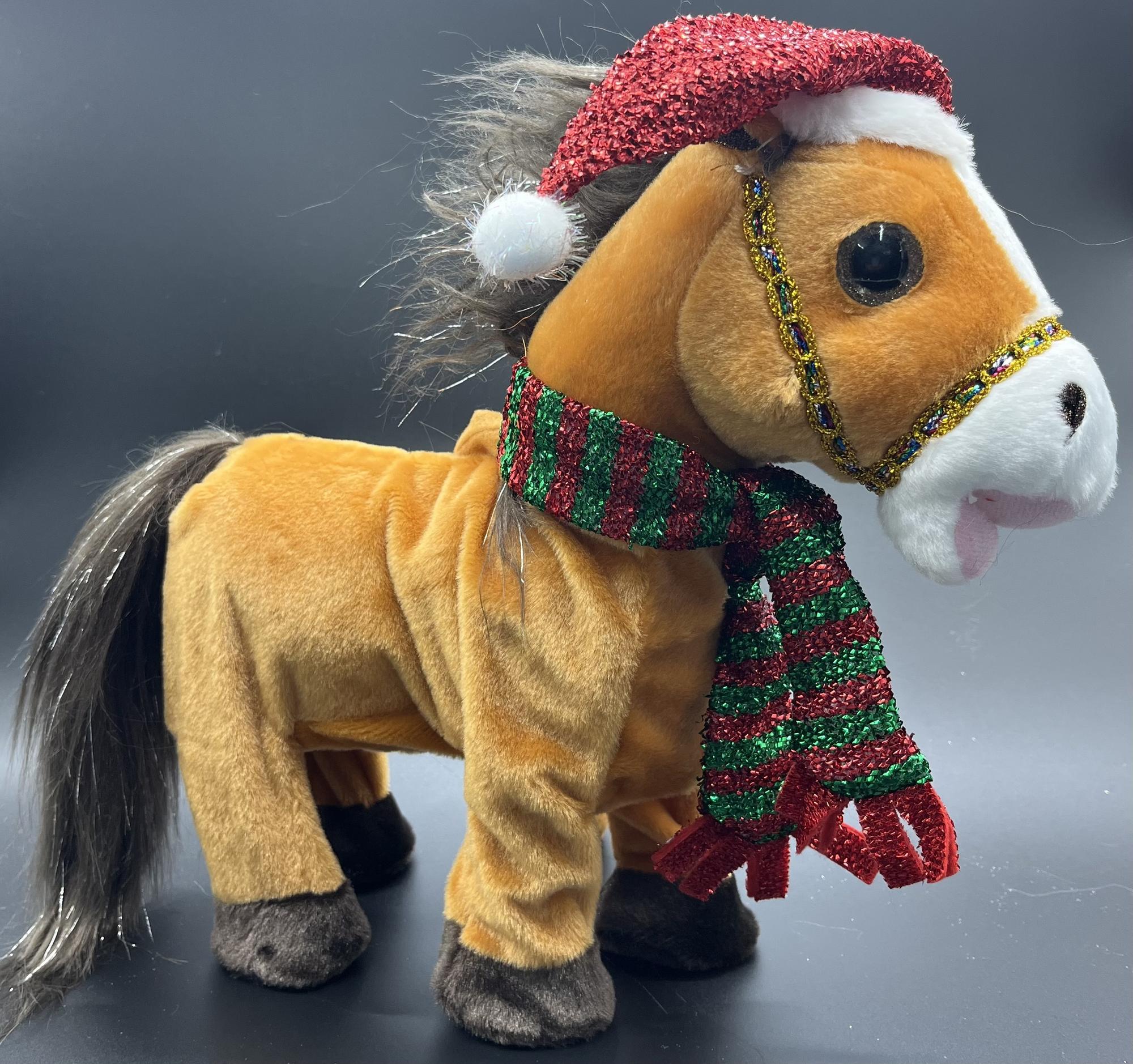 Новогодний подарок "Конь в шапочке музыкальный с пультом"