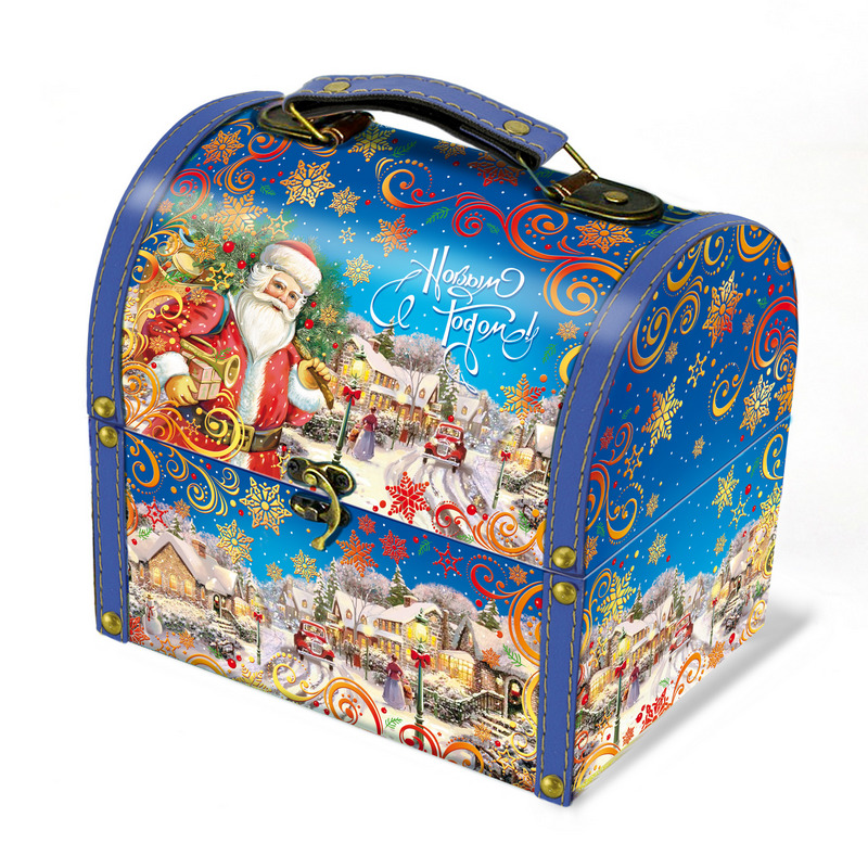 Новогодний подарок "Сундук дед мороз с подарками"500гр