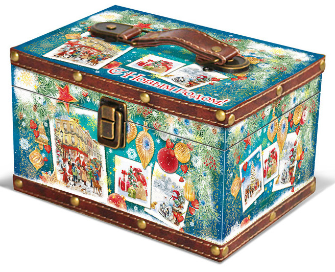 Новогодний подарок "Сундук новогодние картинки"600гр