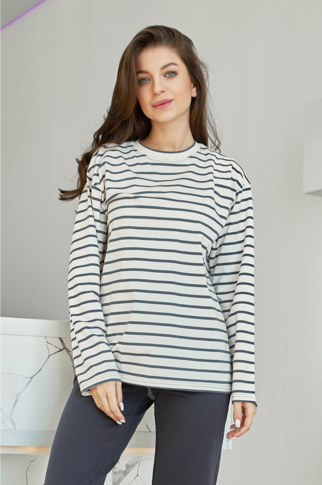 Тельняшка LANE Тофу/Графит