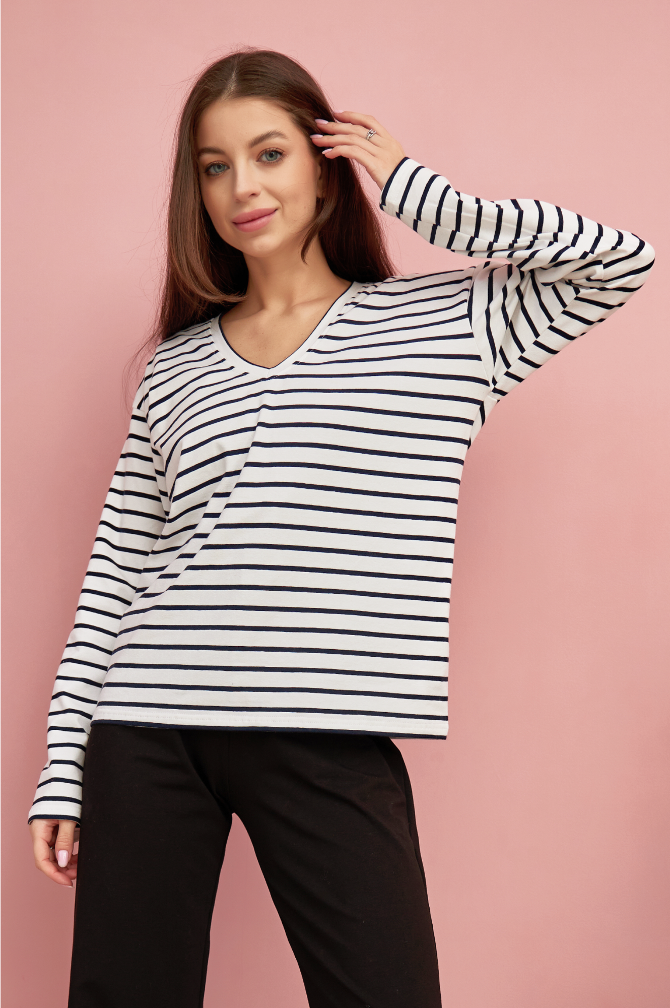 Тельняшка V Белый/Т. синий