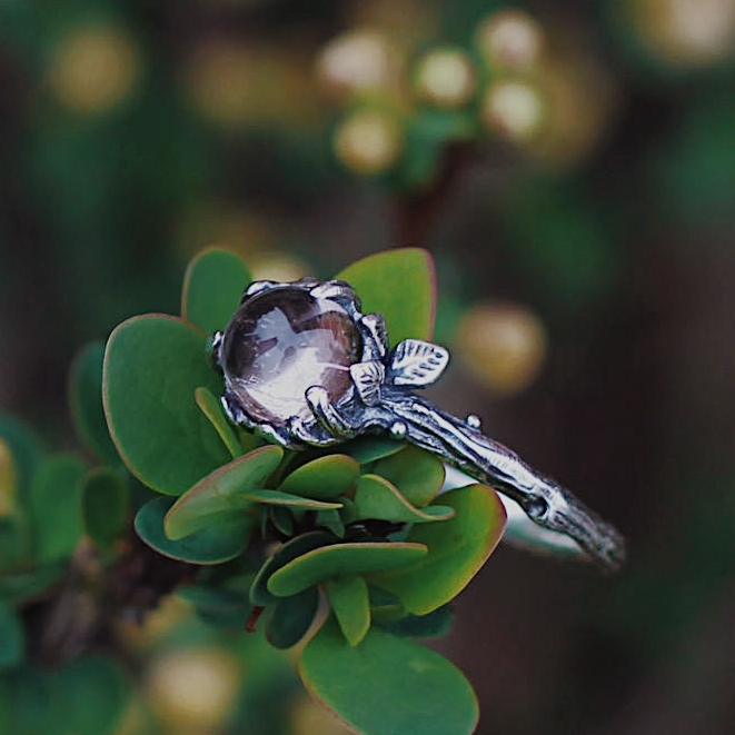 Dew - smoky quartz ring