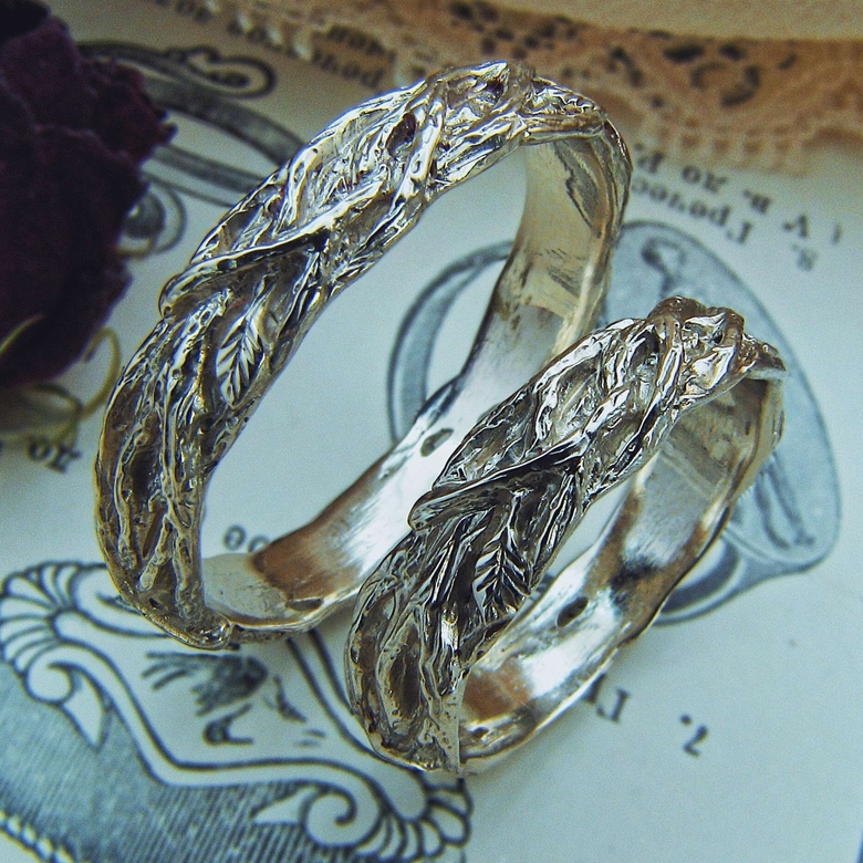Golden bough - white gold rings