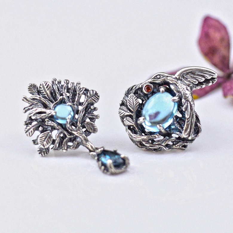 Jay - asymmetric topaz earrings