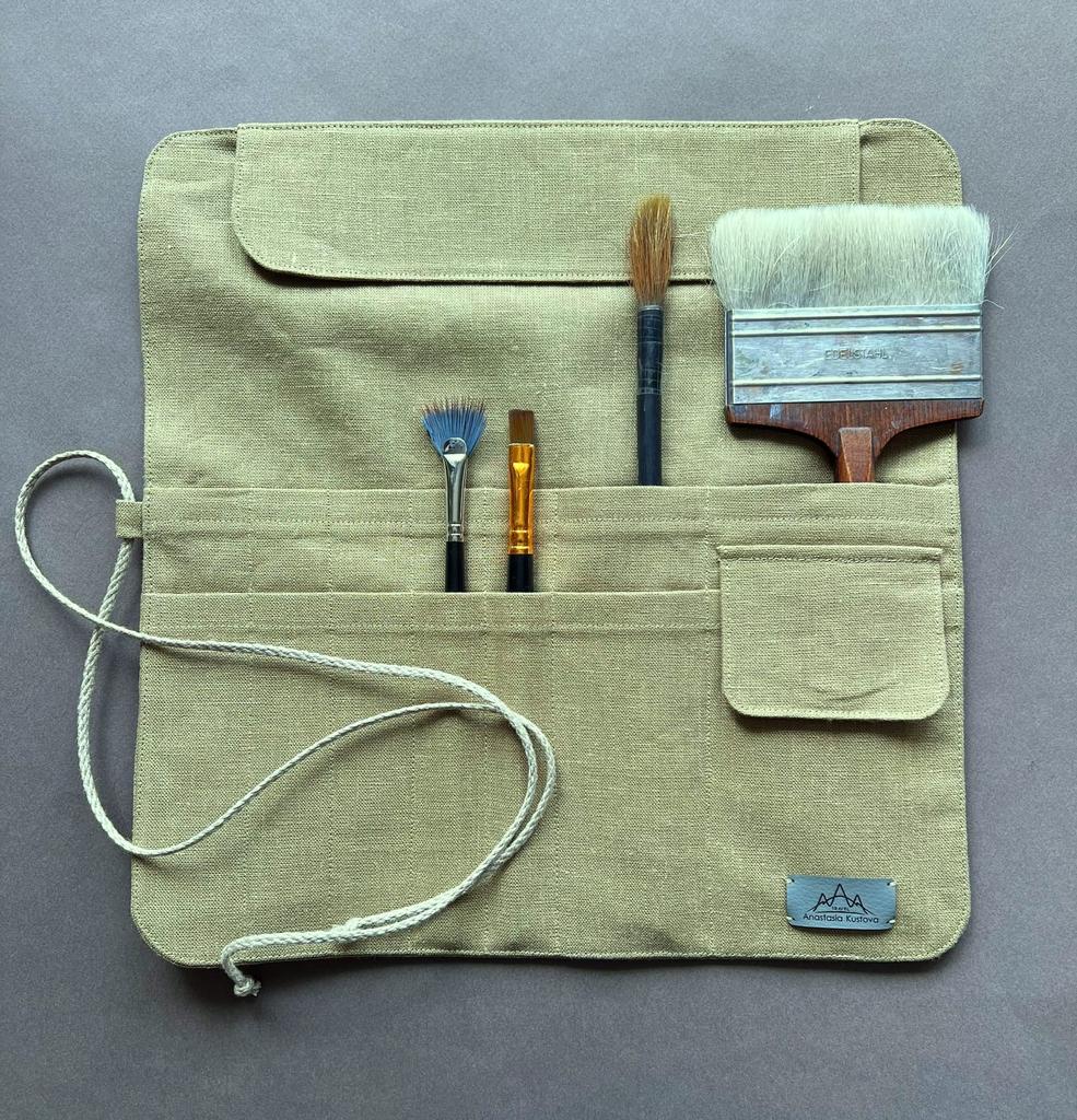 Пенал для кистей. Светлая олива