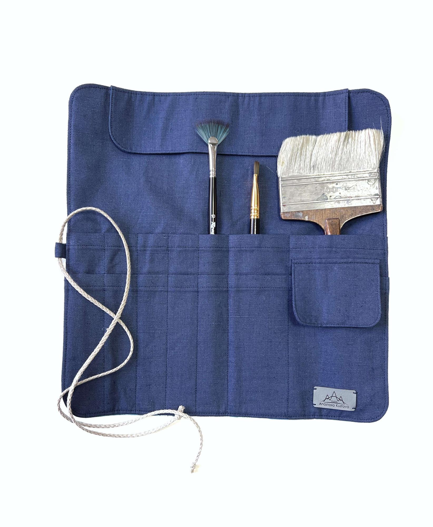 Пенал для кистей. Синяя акварель