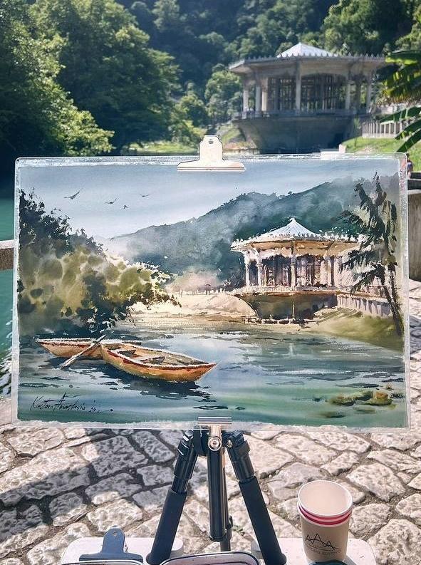 Картина  "Пцырсха и лодки"