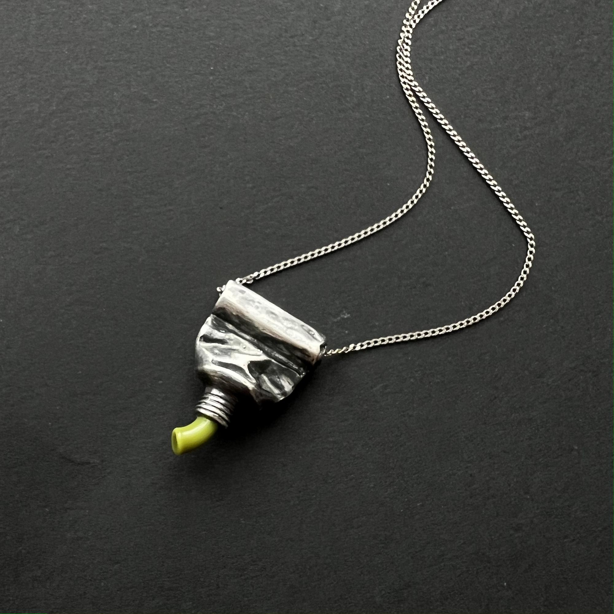 Кулон-брошь "Тюбик акварели" салатовый