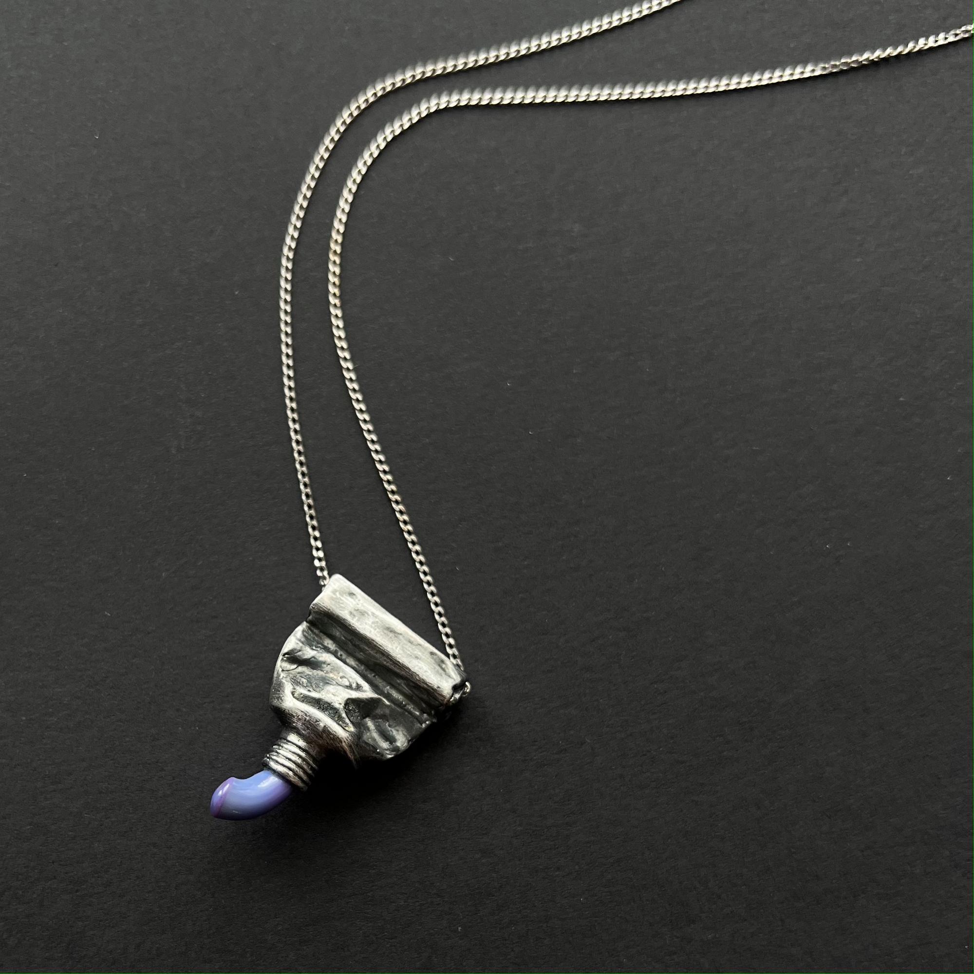 Кулон-брошь "Тюбик акварели" голубой