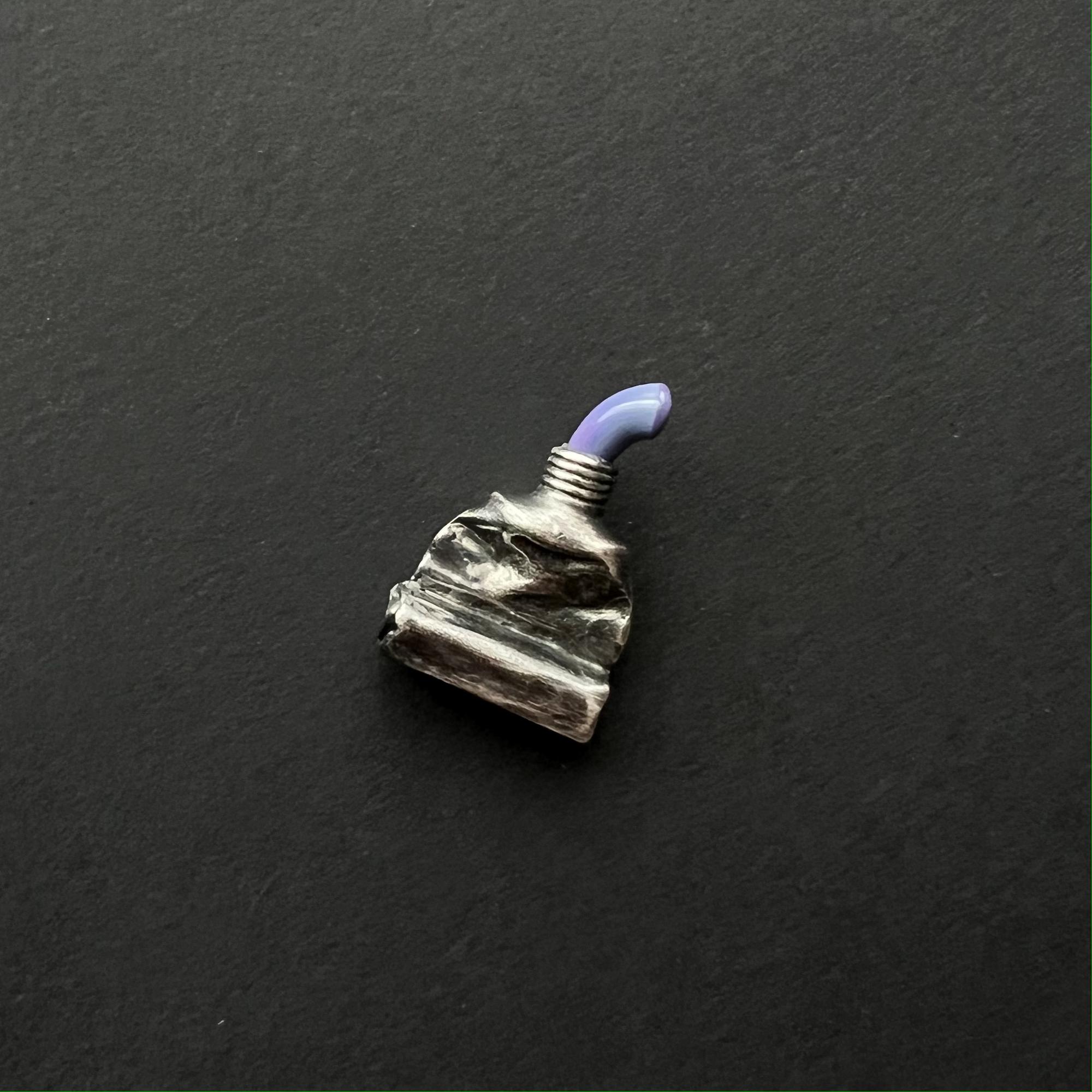 Кулон-брошь "Тюбик акварели" голубой