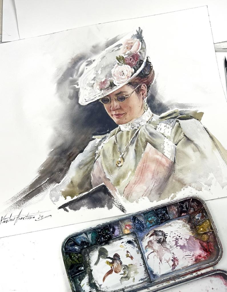 Картина  "Девушка в очках”